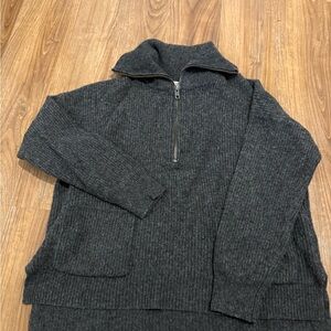 Madewell Gray Half-Zip Sweater